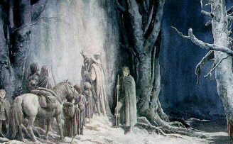 The Fellowship at the entrance to Moria.